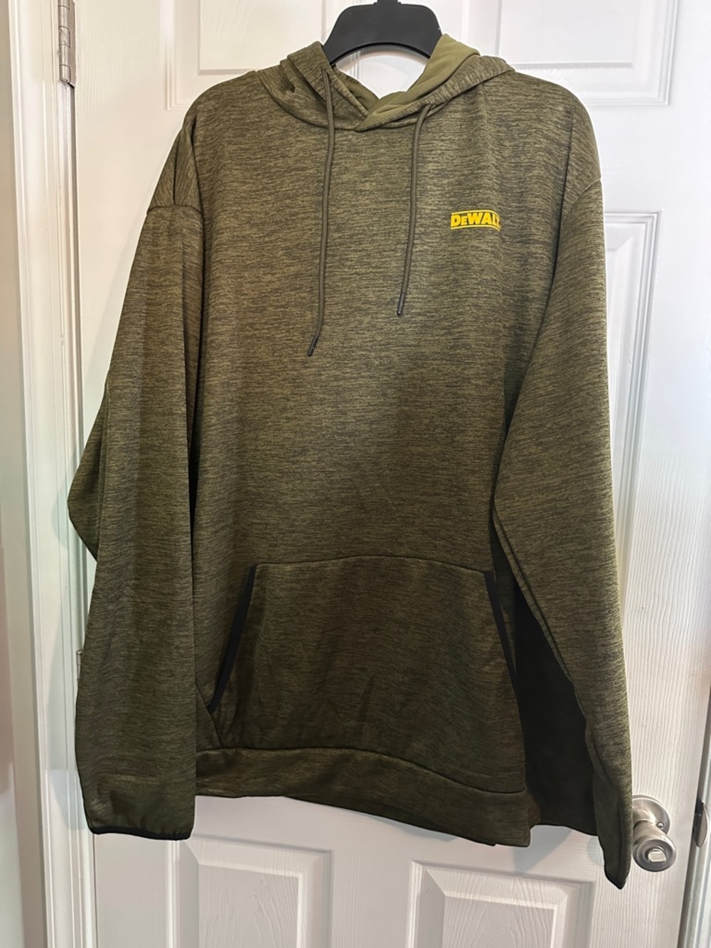 DeWalt Olive Green Pullover Hoodie with Yellow Sleeve Print